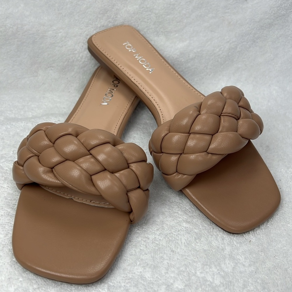 Top Moda, tan braided flats size 6 - Picture 2 of 4